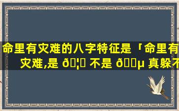 命里有灾难的八字特征是「命里有灾难,是 🦈 不是 🌵 真躲不过去」